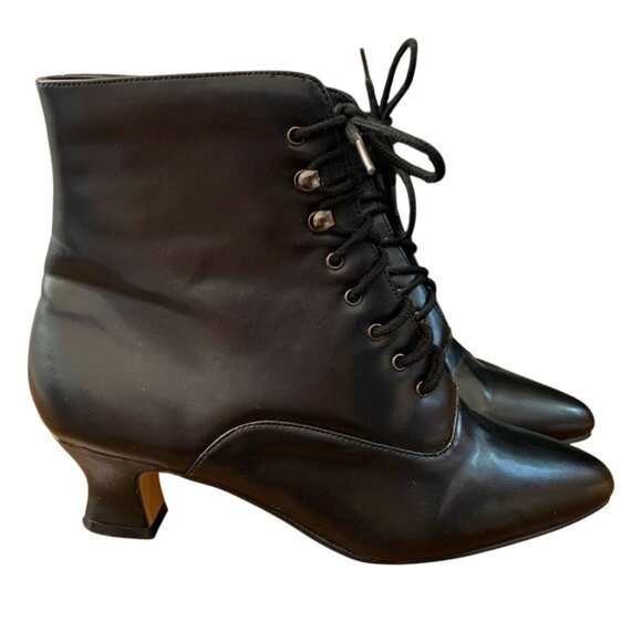 Next Issue Boots Womens 8M Black Victorian Style Cosplay Lace Up Vintage Vegan - Picture 11 of 11